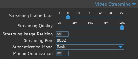 motionEyeOS configuración Video Streaming