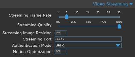 motionEyeOS configuración Video Streaming